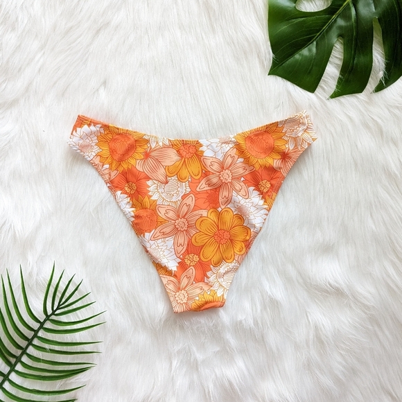 Orange and white floral bikini bottom size S M L - Picture 5 of 5